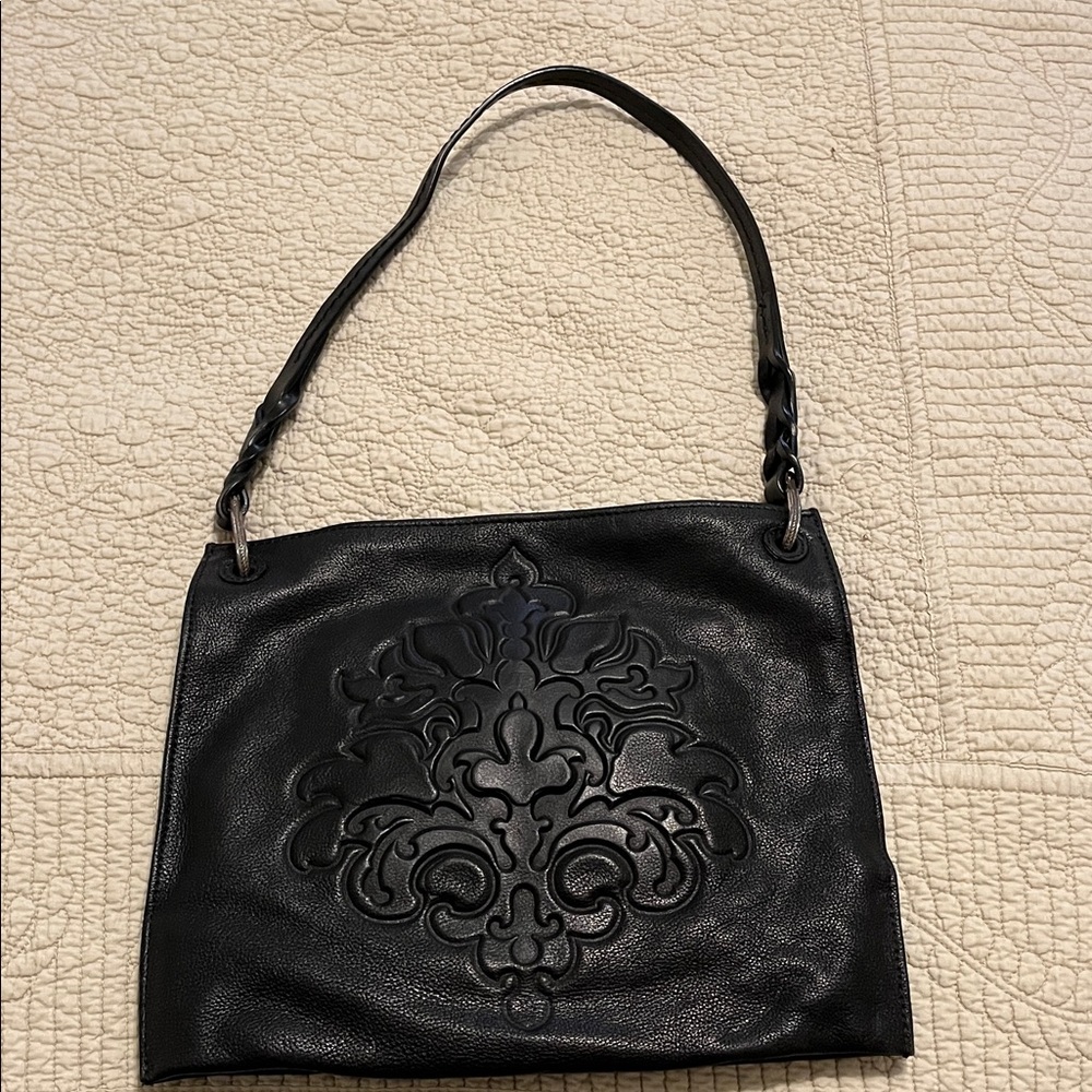 Brighton Black Embossed Shoulder Bag